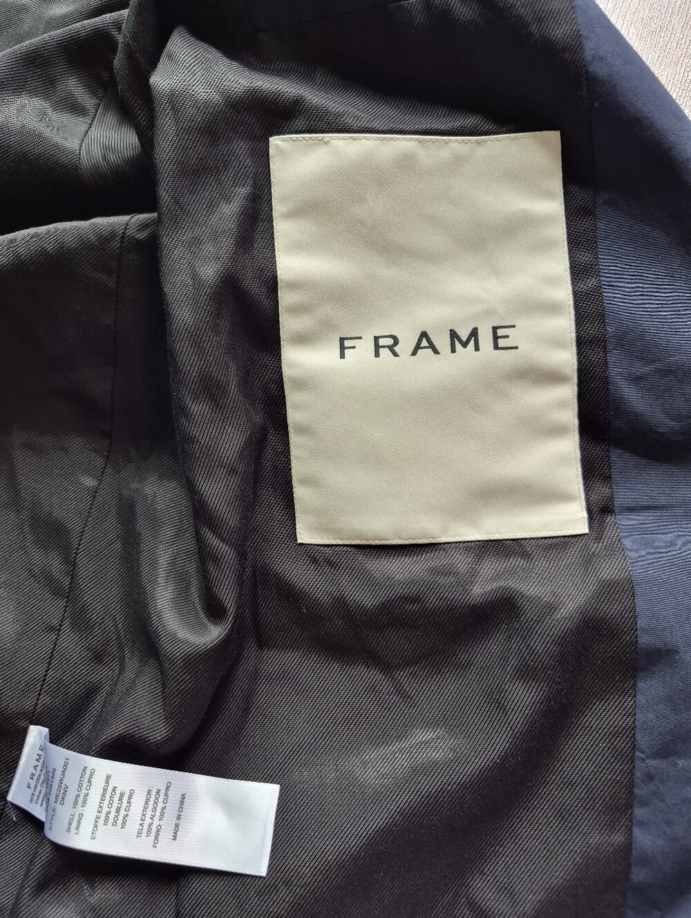 FRAME Navy Blue Zip-Up Bomber Jacket - Excellent Condition - Size XL - Picture 8 of 10